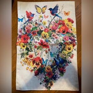Garden Flag Floral Heart 12" x 18" NWOT